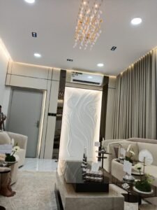 ديكور صالة ببديل الشيبورد والجدار الرخامي